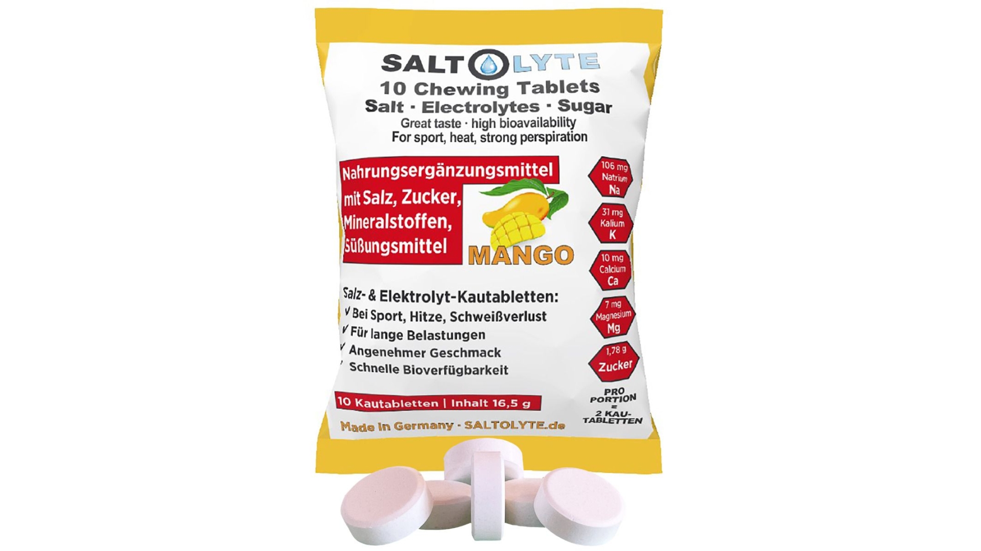Saltolyte näritavad soolatabletid (10 tk) mango