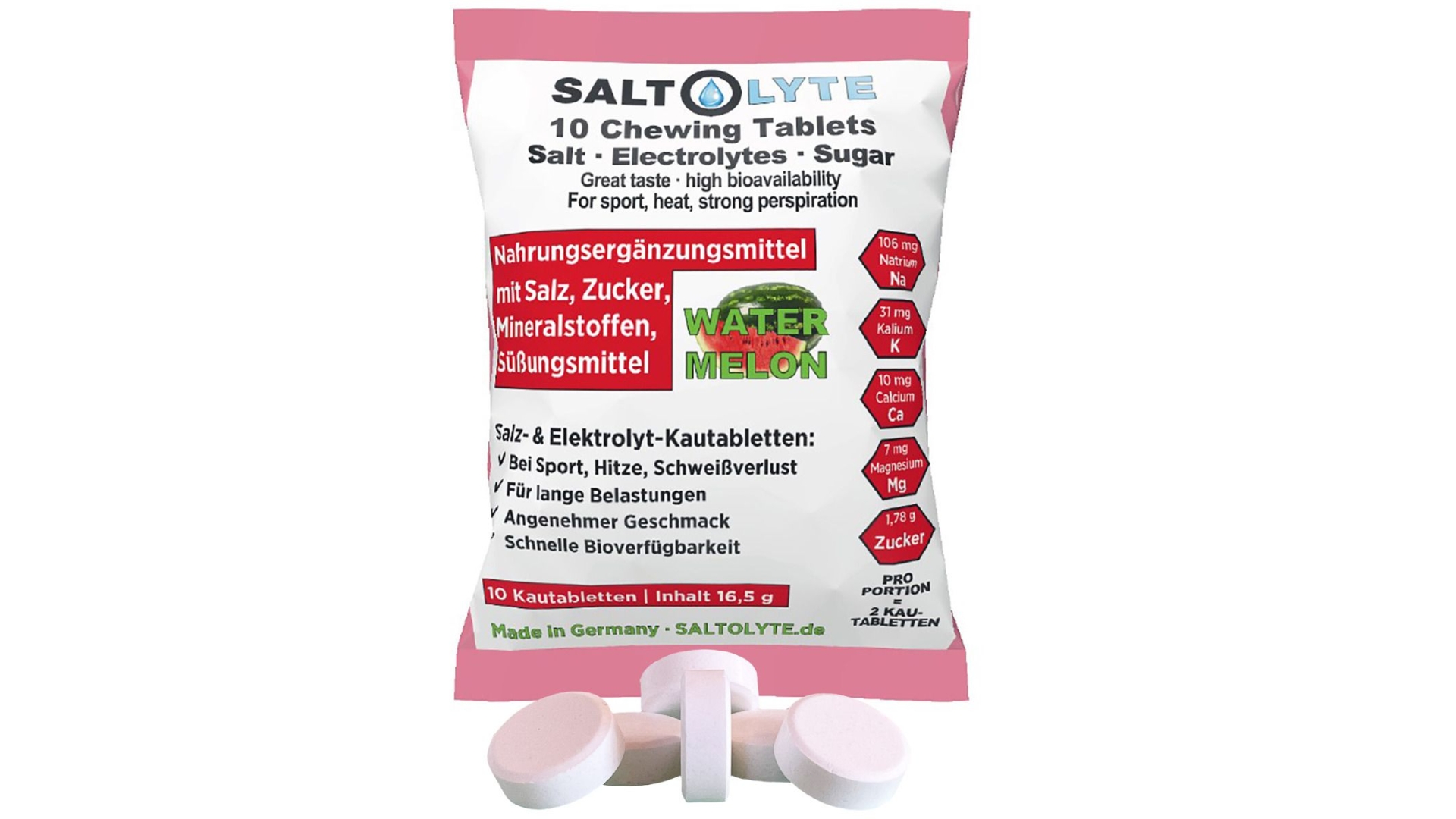 Saltolyte Chewable Salt Tablets (10 tablets) watermelon