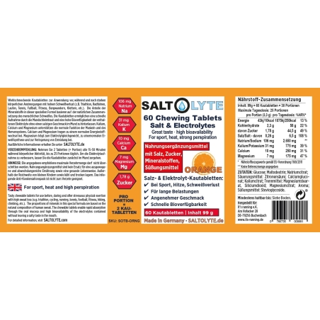 Saltolyte näritavad soolatabletid (60 tk) apelsin