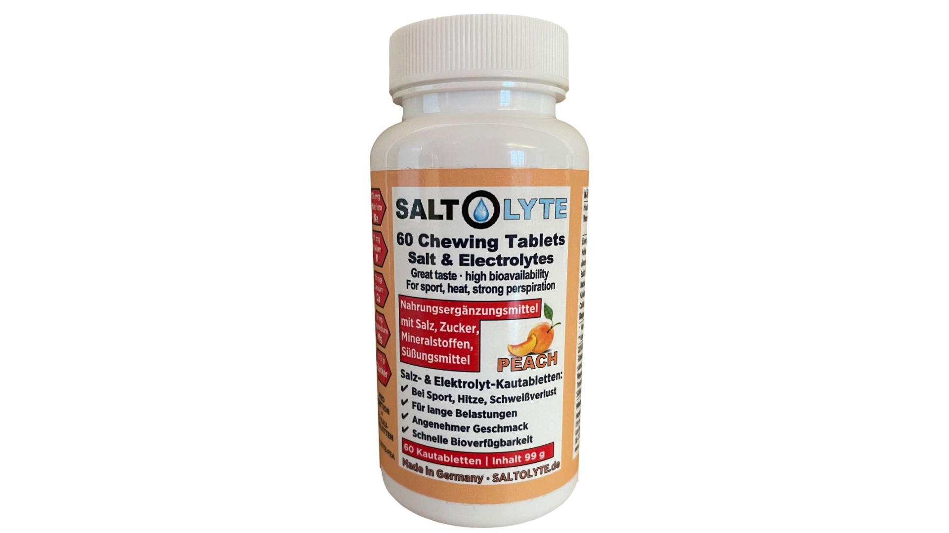 Saltolyte Chewable Salt Tablets (60 tablets) peach