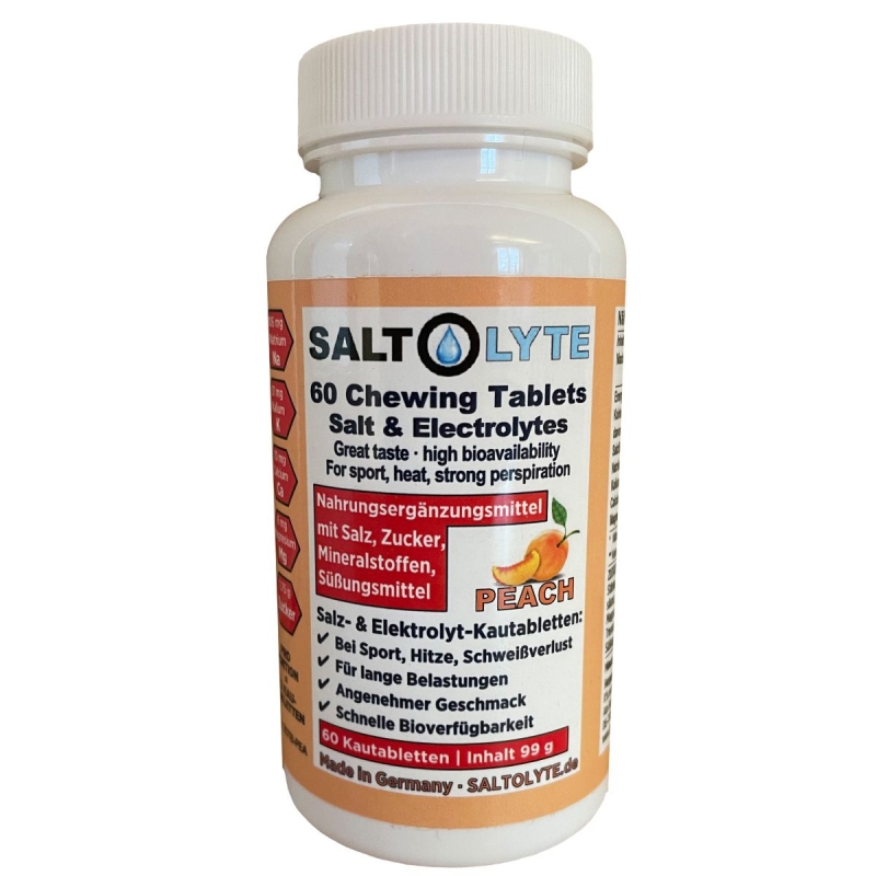 Saltolyte näritavad virsiku maitselised soolatabletid (60 tk. purgis)